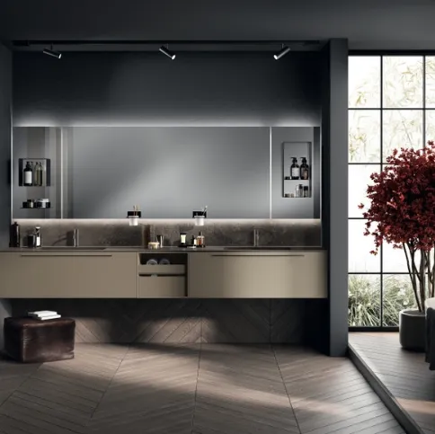 Mobile da Bagno Aquo Laccato Opaco Grigio Matera di Scavolini Bathrooms