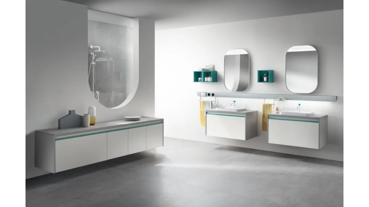 Mobile da Bagno Dandy Plus Laccato Opaco Bianco Prestige e Blu Agave di Scavolini Bathrooms