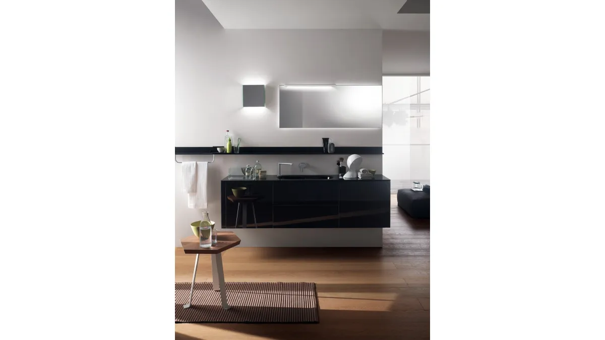 Mobile da Bagno Font in Vetro Laccato Lucido Nero Ardesia di Scavolini Bathrooms