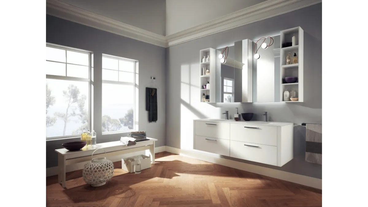 Mobile da Bagno Font in Vetro Laccato Opaco Bianco di Scavolini Bathrooms