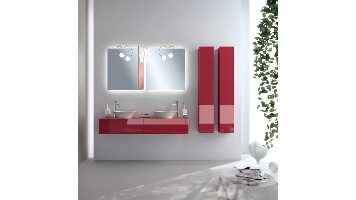 Mobile da Bagno Font in Vetro Lucido Rosso Rubino di Scavolini Bathrooms