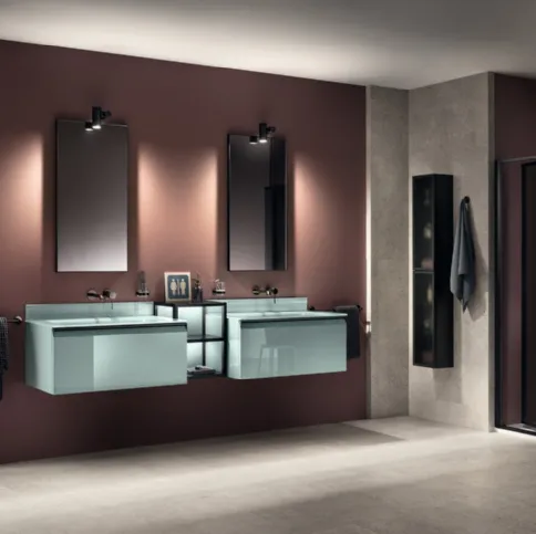 Mobile da Bagno Formalia Freestyle Laccato Lucido Verde Aloe di Scavolini Bathrooms