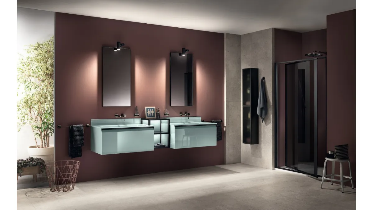 Mobile da Bagno Formalia Freestyle Laccato Lucido Verde Aloe di Scavolini Bathrooms