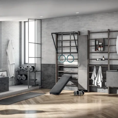 Mobile da Bagno Gym Space in Decorativo Oxide Steel di Scavolini Bathrooms