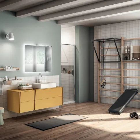 Mobile da Bagno Gym Space Laccato Opaco Giallo Senape di Scavolini Bathrooms