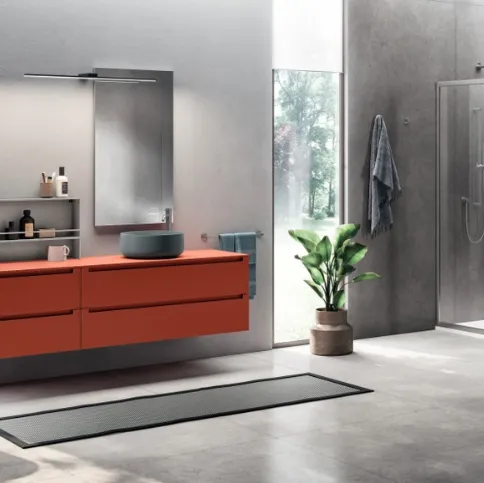 Mobile da Bagno Idro Laccato Opaco Rosso Marocco di Scavolini Bathrooms