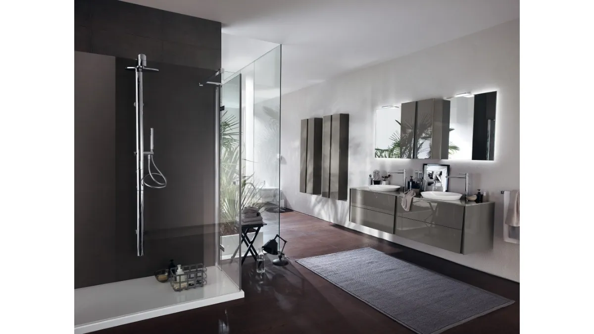 Mobile da Bagno Lagu Laccato Lucido Grigio Titanio di Scavolini Bathrooms