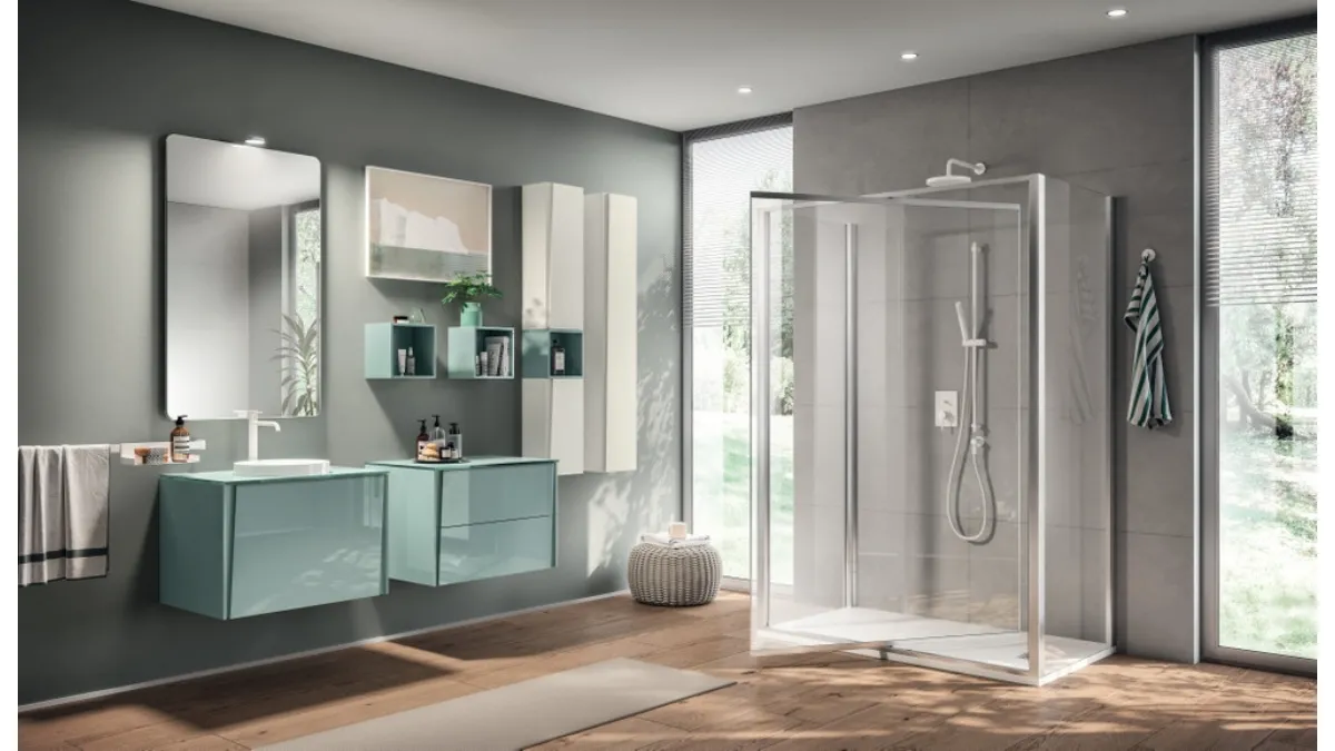 Mobile da Bagno Lagu Laccato Lucido Verde Aloe di Scavolini Bathrooms