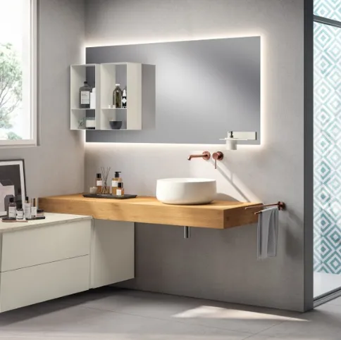 Mobile da Bagno Lagu Laccato Opaco Bianco Prestige e Rovere di Scavolini Bathrooms