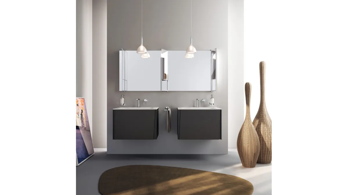 Mobile da Bagno Lagu Laccato Opaco Grigio Ferro di Scavolini Bathrooms