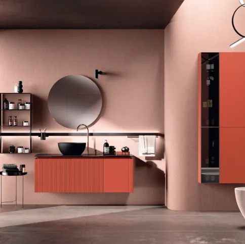 Mobile da Bagno Lido Laccato Opaco Rosso Marocco Dogato di Scavolini Bathrooms