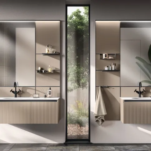 Mobile da Bagno Miko Laminato Strips Urban Bronze di Scavolini Bathrooms