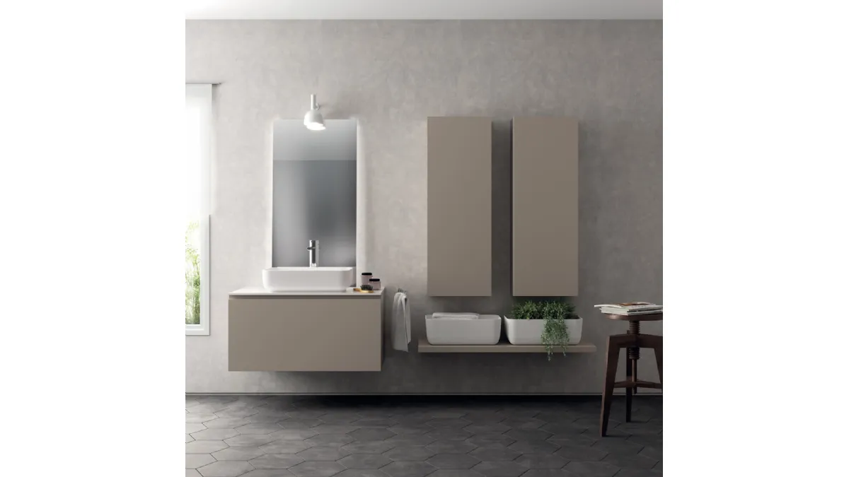 Mobile da Bagno Qi in Decorativo Grigio Selce di Scavolini Bathrooms