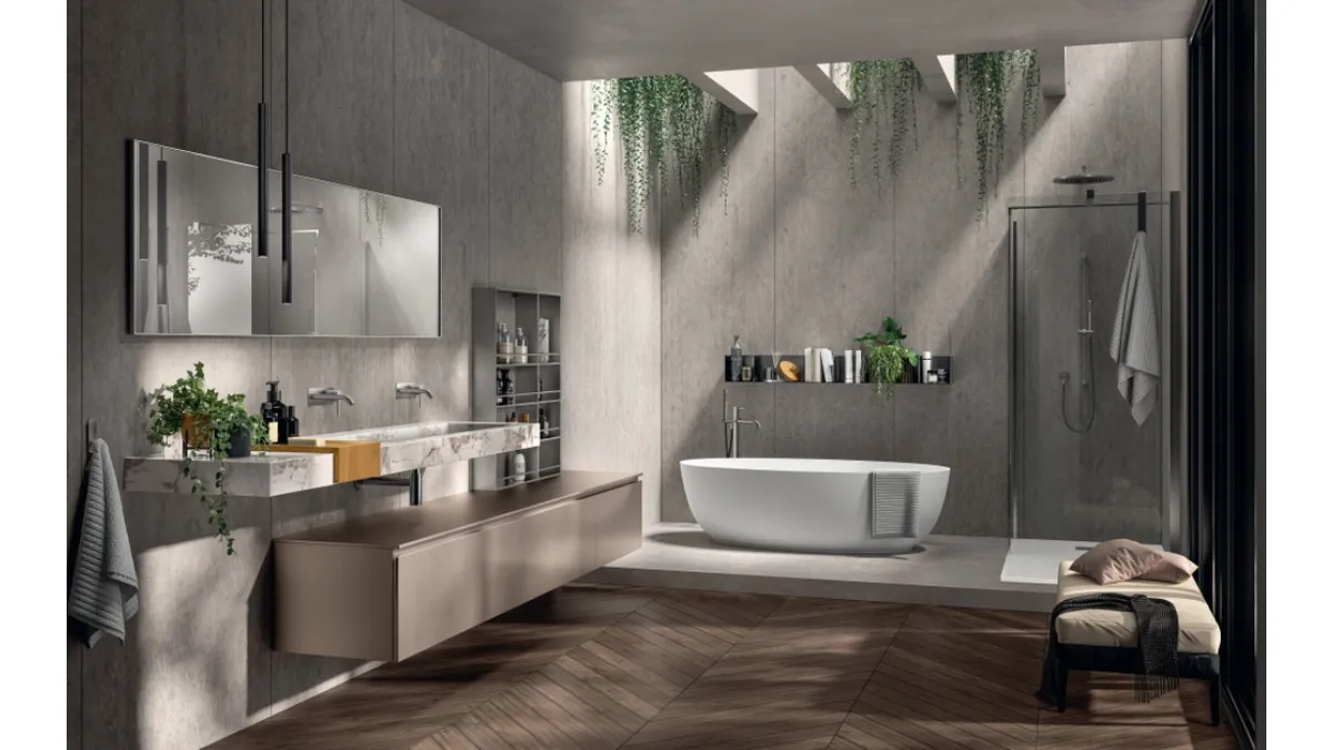 Mobile da Bagno Rivo Laccato Opaco Perlato Pas Dosé di Scavolini Bathrooms