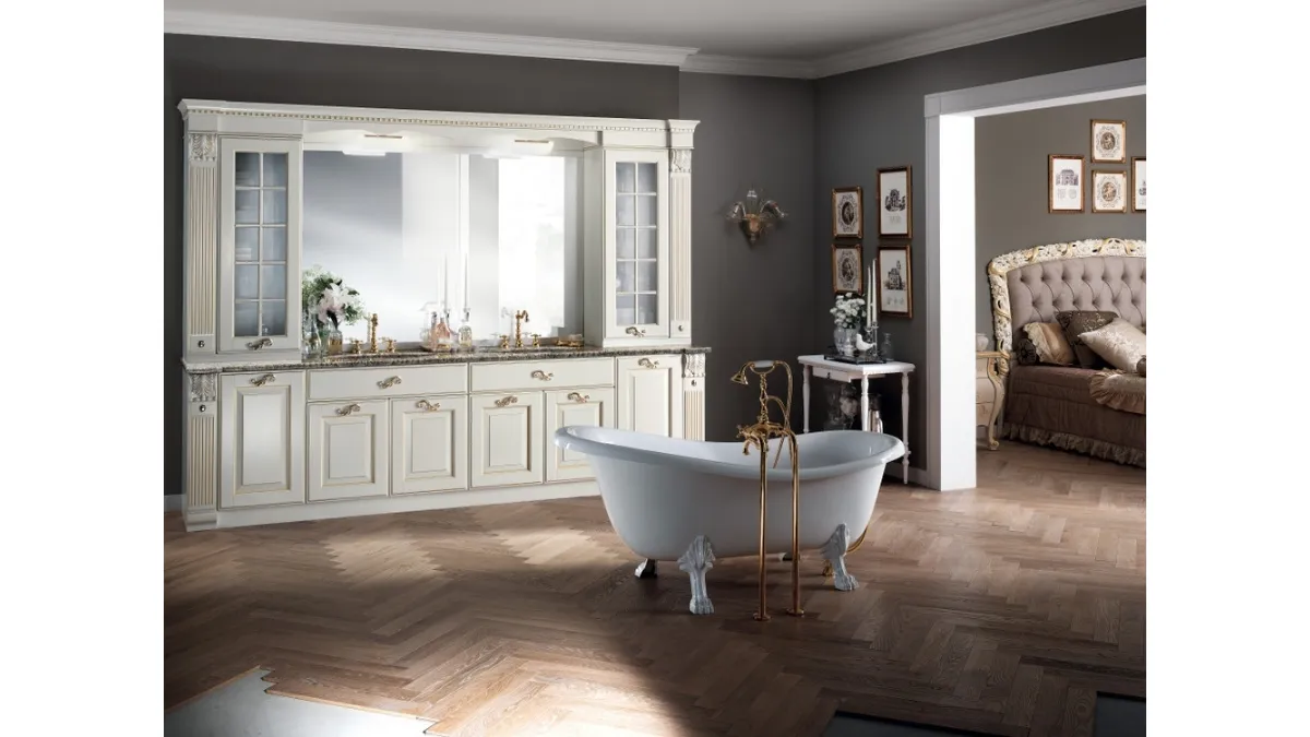 Mobile da Bagno Baltimora Laccato Opaco Bianco e Oro di Scavolini Bathrooms