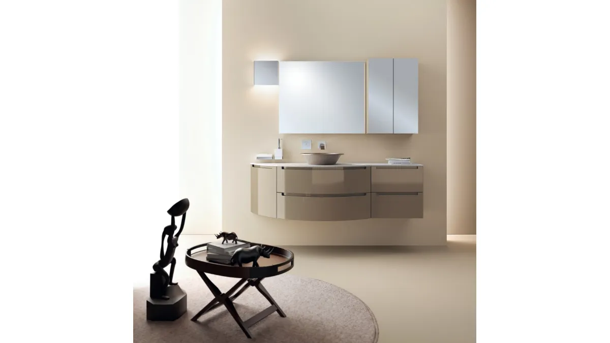 Mobile da Bagno Idro Tondo Laccato Lucido Grigio Tundra di Scavolini Bathrooms