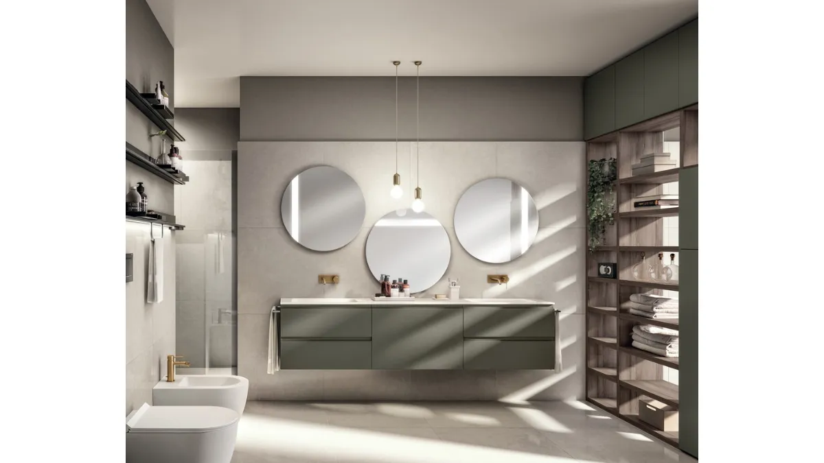 Mobile da Bagno Juno Laccato Opaco Verde Minerale di Scavolini Bathrooms