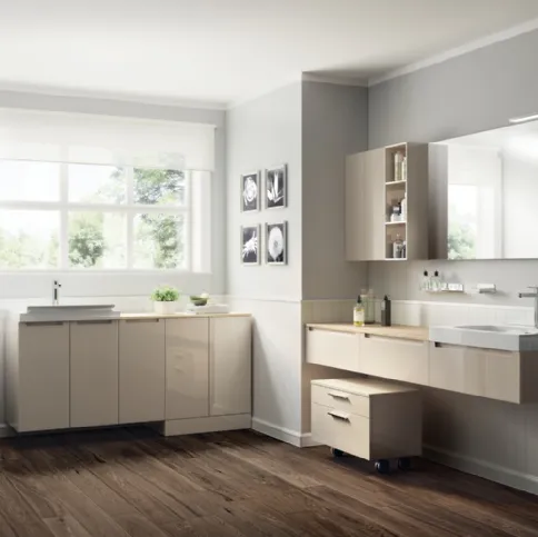 Mobile da Bagno Laundry Space Idro Laccato Lucido Panna Porcellana di Scavolini Bathrooms