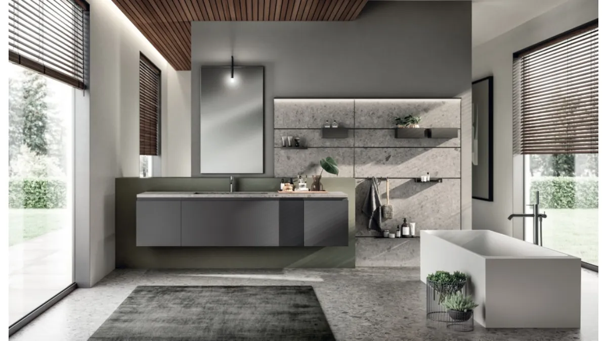 Mobile da Bagno Tratto Laccato Opaco Grigio Ferro di Scavolini Bathrooms