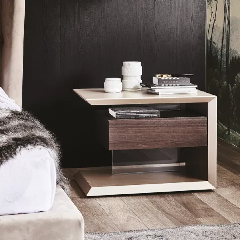 Comodino con cassetto in legno naturale Biagio di Cattelan Italia