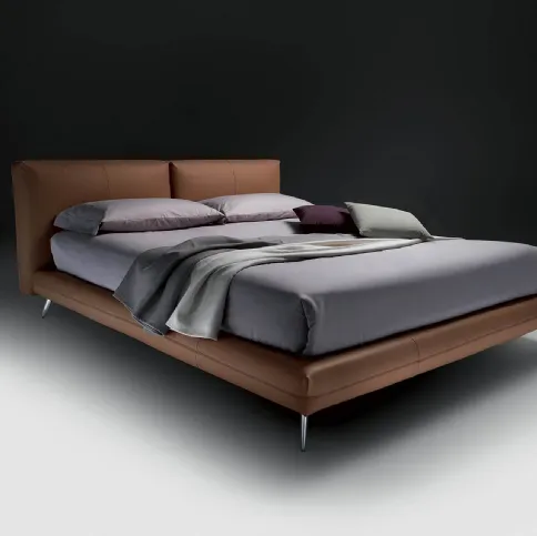 Letto in pelle con secret box e testiera imbottita Kuna Levante di Bontempi Letti Design