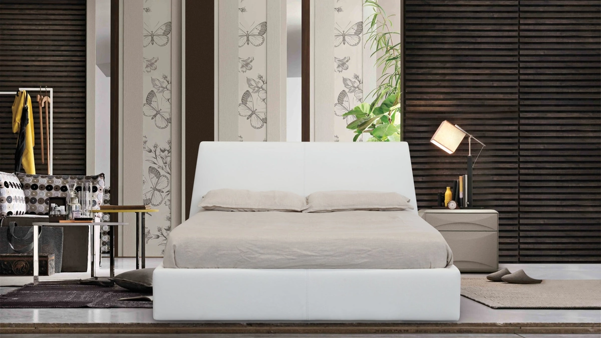 Letto in pelle Londra con contenitore di Nicoletti Home