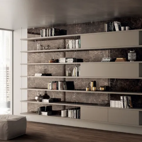 Libreria sospesa Living Exclusiva in laccato opaco Visone di Scavolini