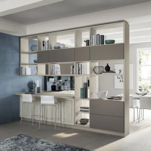 Libreria divisoria Living Sax in decorativo Grigio Gabbiano di Scavolini