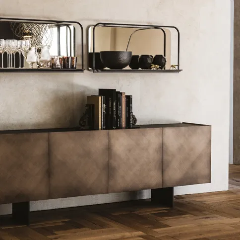 Madia Arizona in legno Brushed Bronze con top in cristallo extrachiaro verniciato moka acidato di Cattelan Italia