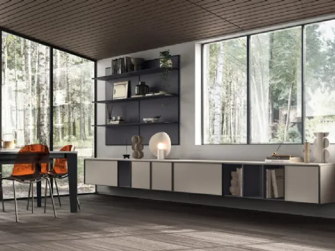 Parete Attrezzata Living Jeometrica 03 in decorativo Soft Beige di Scavolini