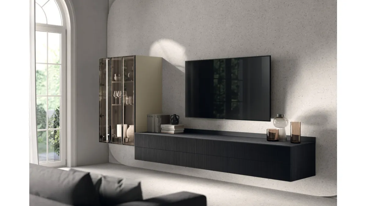 Parete Attrezzata Living Musa in Rovere Berry di Scavolini