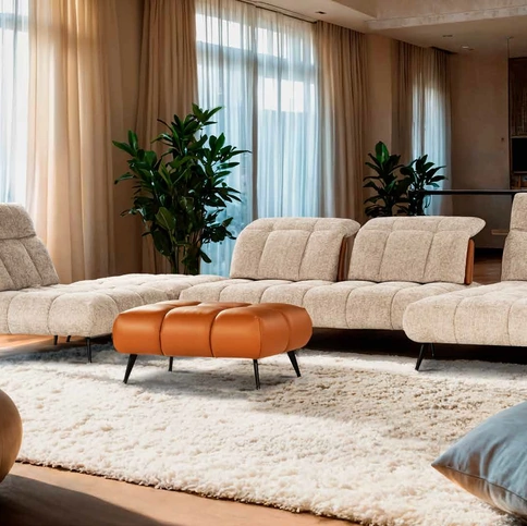 Divano con penisola Dance in tessuto imbottito di Nicoletti Home