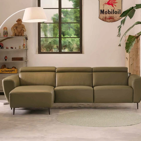 Divano relax Loft in pelle con penisola di Nicoletti Home