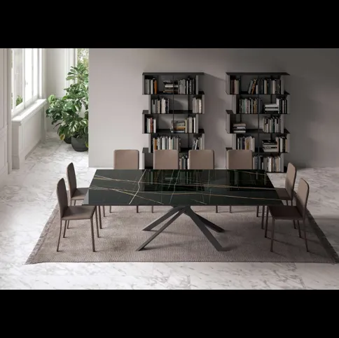 Tavolo allungabile 4x4 in Marble Glass di Ozzio