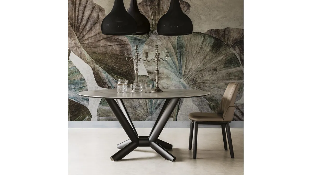 Tavolo rotondo con piano in ceramica Planer Keramic Round di Cattelan Italia