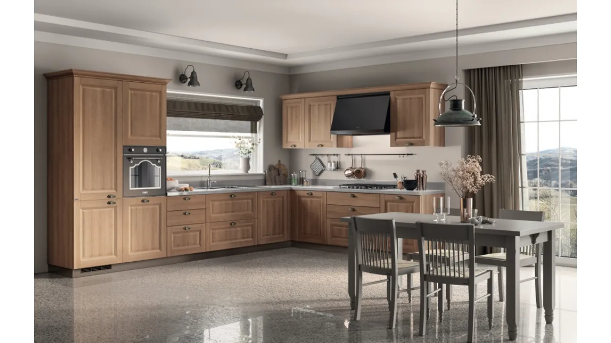 Cucina Classica angolare Family in decorativo Rovere Azteco di Scavolini