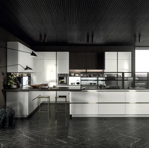 Cucina Design con penisola Link Bianco Nordic di Snaidero