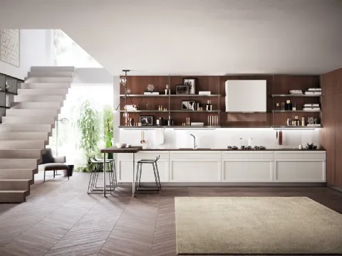 Cucina Moderna Carattere 11 Bianco Prestige e Rovere Nabuk di Scavolini