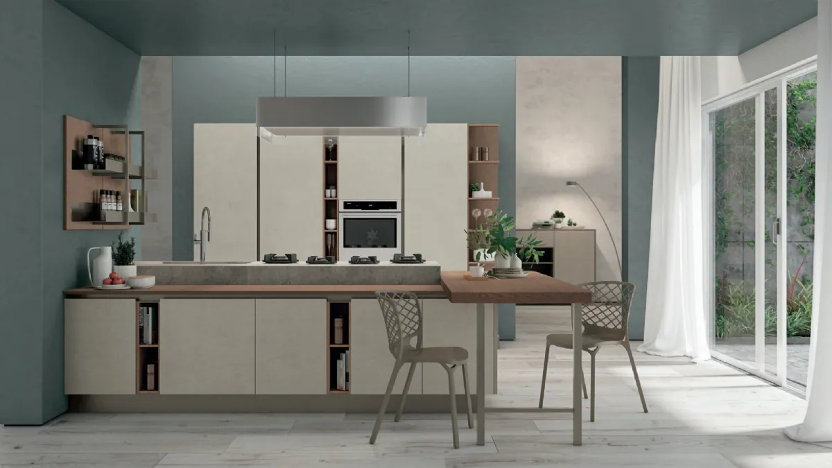 Cucina Moderna con penisola Clover 03 di Lube