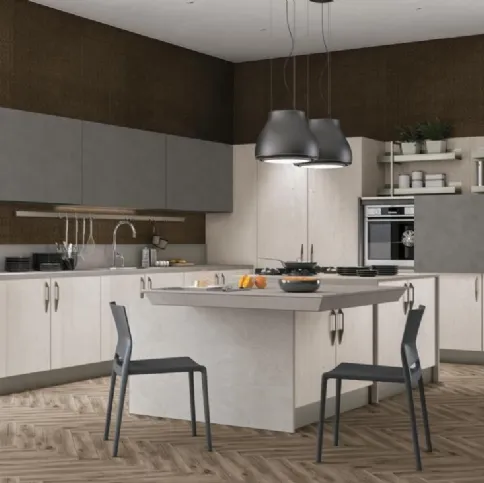 Cucina Moderna con isola Clover 19 di Lube