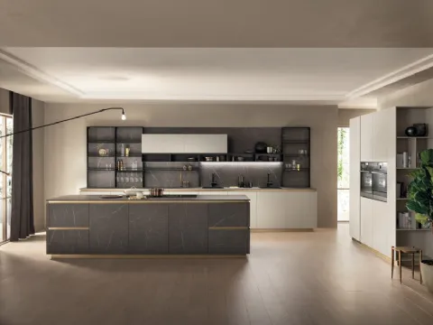 Cucina Moderna DeLinea 01 in Pietra Grey e Grigio Chiaro di Scavolini