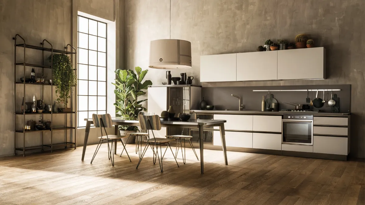 Cucina Moderna Diesel Open Workshop laccato Soft Beige di Scavolini