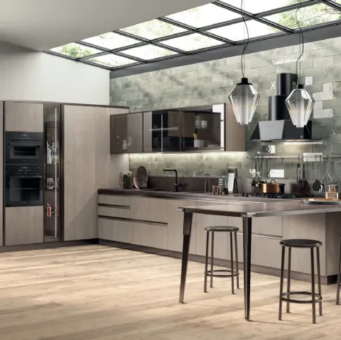 Cucina Moderna Diesel Open Workshop Rovere Gessato di Scavolini