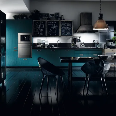 Cucina Moderna Diesel Social Kitchen in Rovere laccato Tempera Indigo di Scavolini