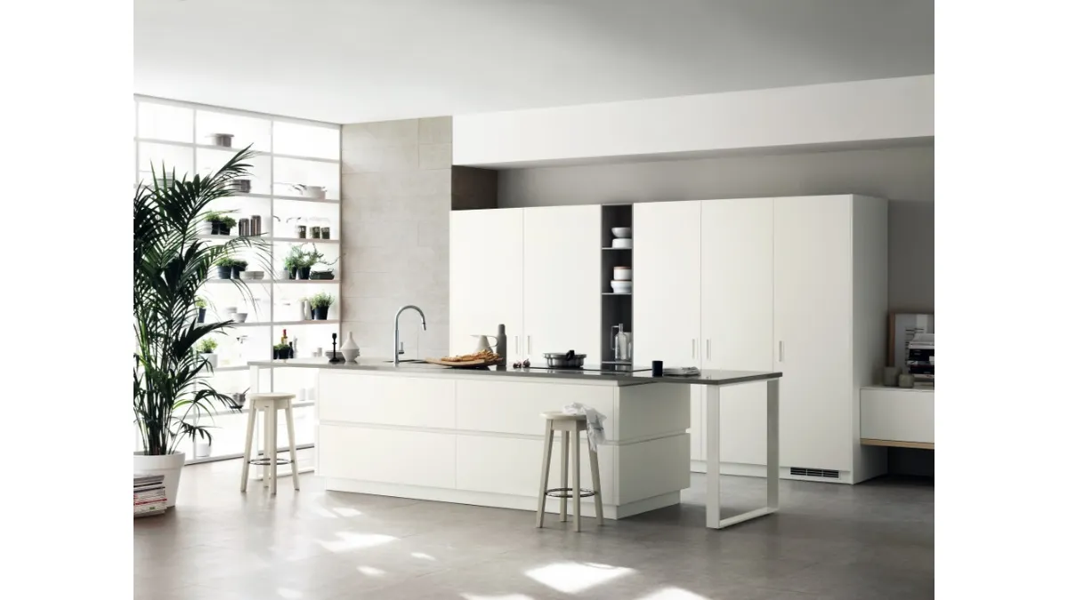 Cucina Moderna Foodshelf laccato Bianco Prestige di Scavolini