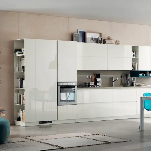 Cucina Moderna Foodshelf laccato lucido Bianco Prestige di Scavolini