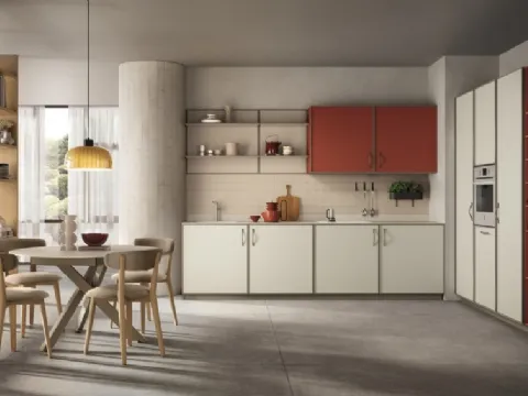 Cucina Moderna Jeometrica 03 in decorativo Bianco Puro e Paprika di Scavolini
