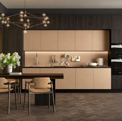 Cucina Moderna lineare Clover Design 03 in Gres e Rovere di Lube