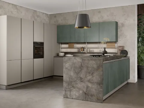 Cucina Moderna con penisola Unica 12 di Lube