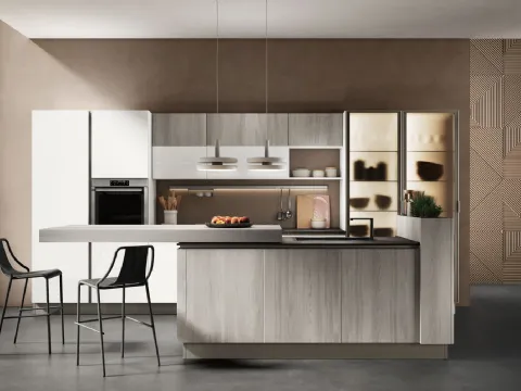 Cucina Moderna con isola Unica 13 di Lube